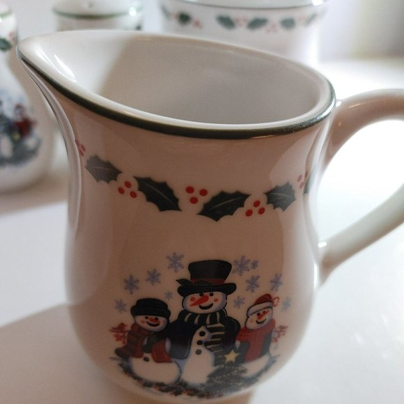 GEI Snowman Sugar And Coffee Creamer Set With Salt And Pepper Shaker. 4 PC set - Picture 2 of 7